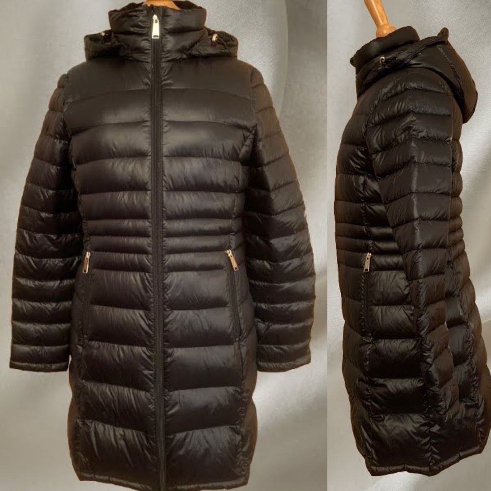 Andrew Marc Puffer Lightweight Coat Zip Up with Hood Premium Duck Down Size S